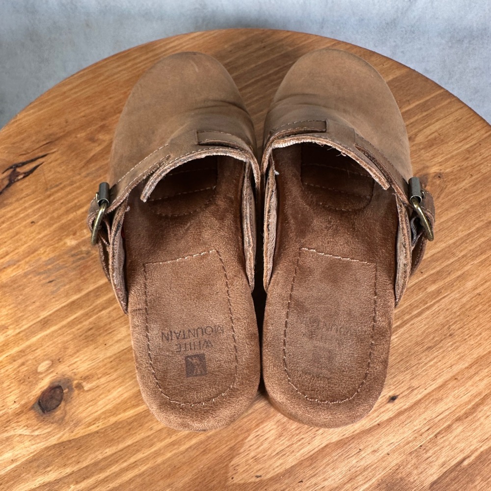 White Mountain Clogs Women 8.5 Brown Good Buckle Strap Platform Mules - Picture 12 of 13